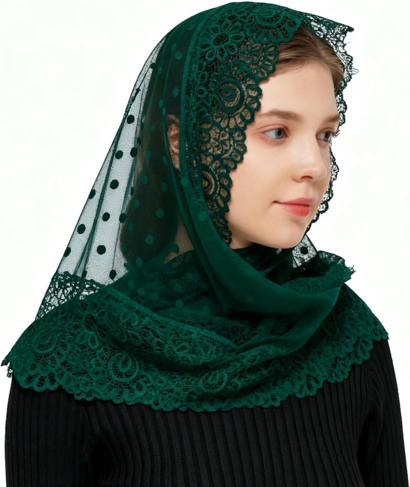 Wgior Triangle Vintage Inspired Lace Chapel Veils Catholic Mass Head Covering Scarf Mantilla Veils for Church - Image 3